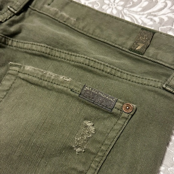 7 FOR ALL MANKIND Olive Distressed Jeans - Picture 7 of 10